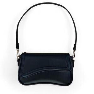 Black Shoulder Handbag with Gold Hardware